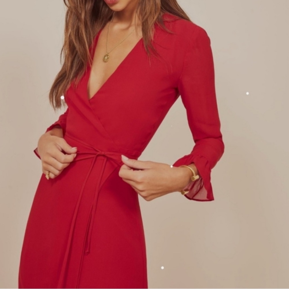 Elegant Red Wrap Dress